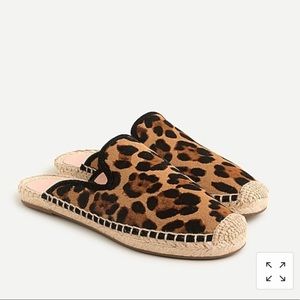 J. Crew Espadrille Mules in Leopard Calf Hair